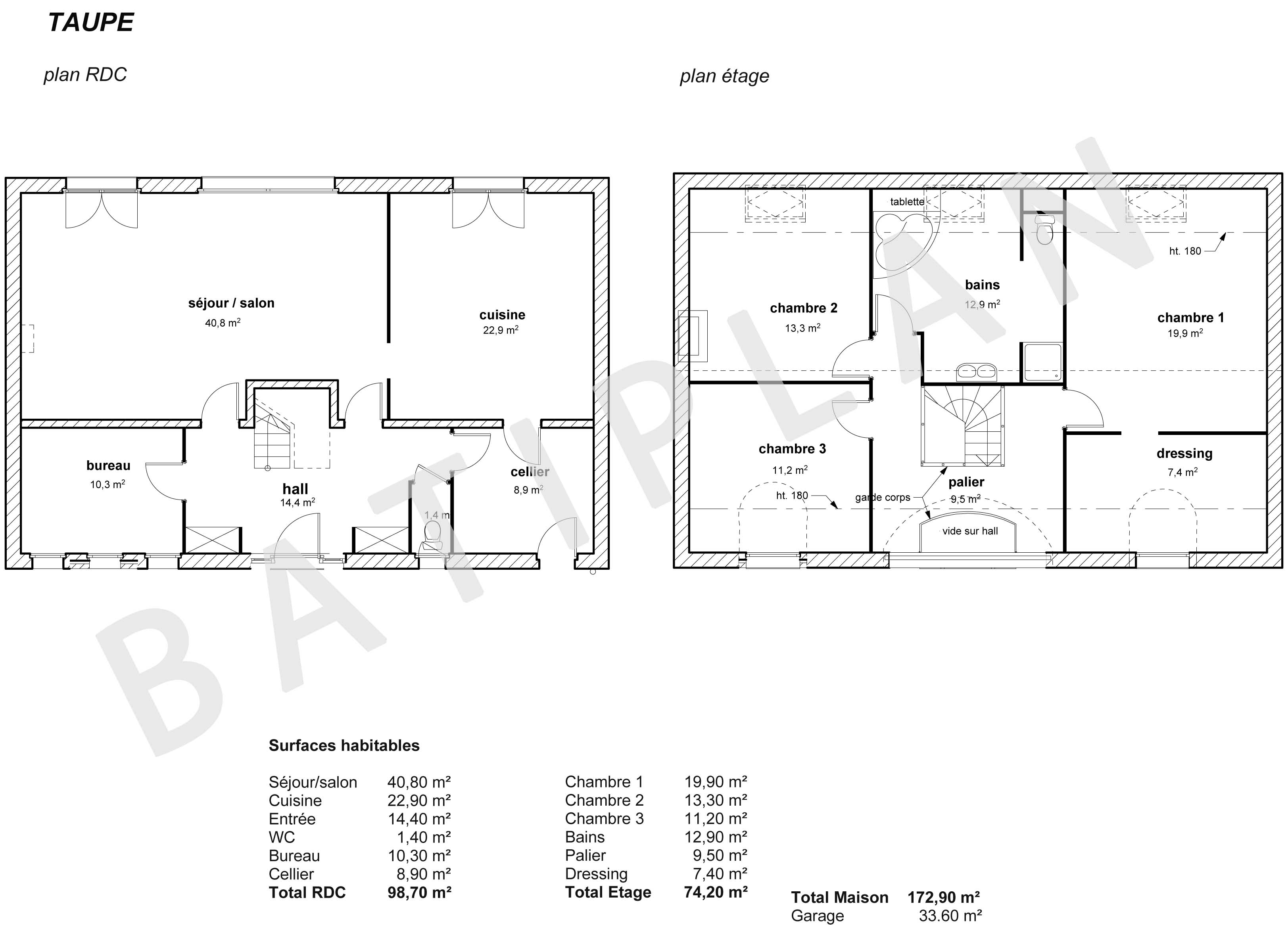 Plan maison Taupe